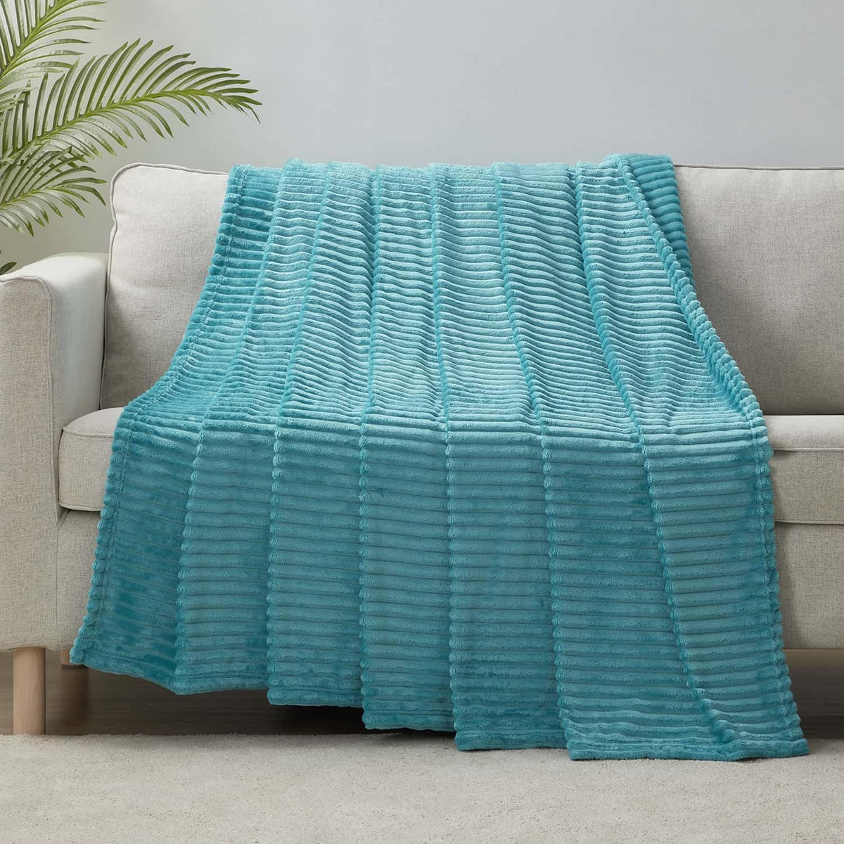 Blue Throw Blanket for Couch - Cozy Warm Fuzzy Blankets for Women, Set of 2 Small Fleece Throws for Girls - Teal Blue, 50 X 60 Inches