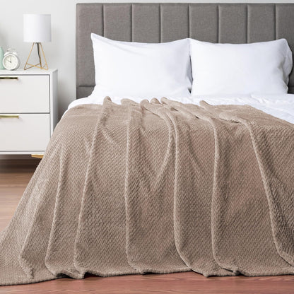 Soft Plush Fleece Throw Blanket for Couch Sofa Bed, Taupe, 50X60
