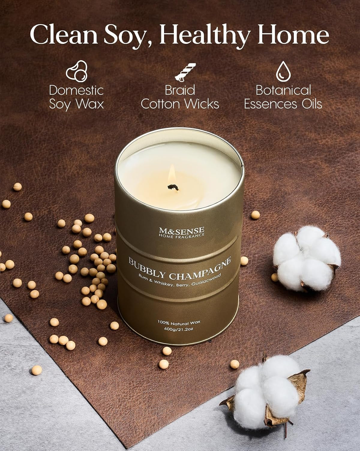 Bubbly Champagne Scented Soy Candle, Large, 21.2 Oz