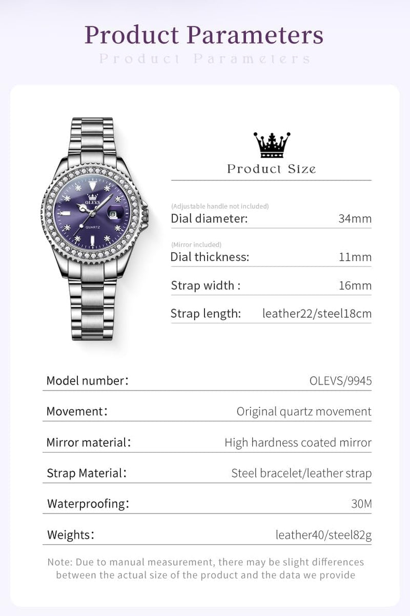 Watches for Women Luxury Diamond with Date Analog Quartz Female Watch