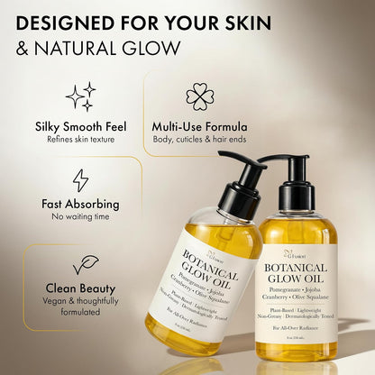 Botanical Body Glow Oil, Plant-Based, All Natural, 8 Oz (236 Ml)