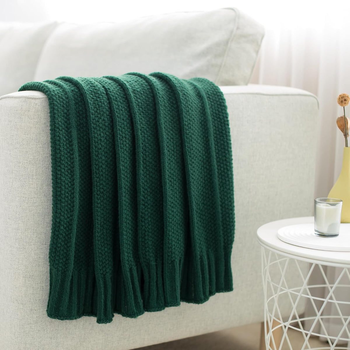 Knit Throw Blanket for Couch 50X60 Stripe Cable Knitted Throws