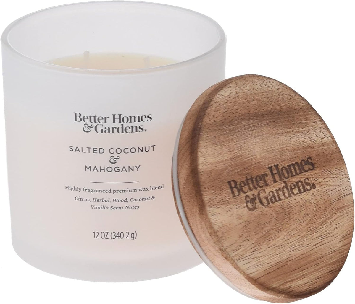 12Oz Scented Candle, Salted Coconut &amp; Mahogany 2-Pack, Cream, 35524