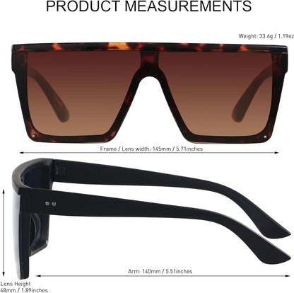 Square Oversized Sunglasses for Women Men Big Flat Top
