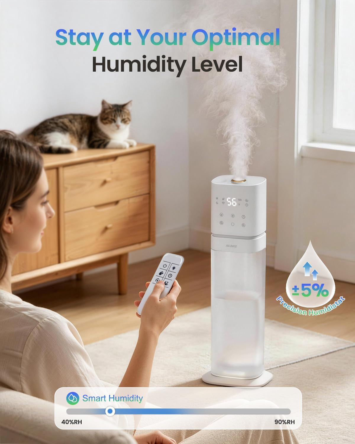 Humidifiers for Bedroom 2.1Gal/8L, Smart Humidifier for Large Room
