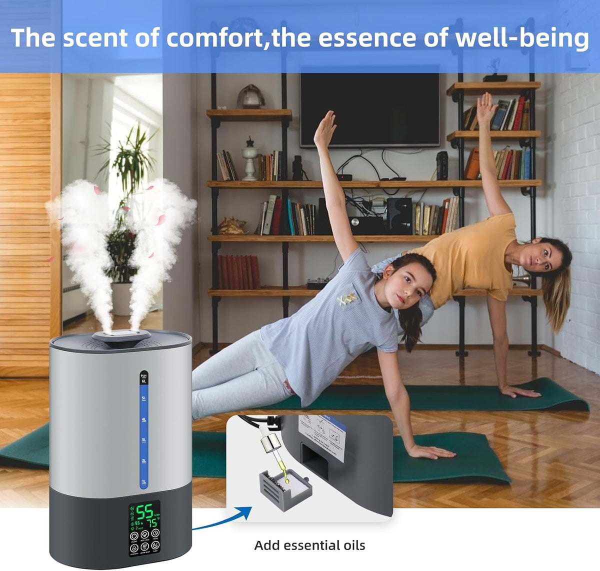 6L Warm &amp; Cool Mist Humidifiers for Bedroom,Large Room,Plants