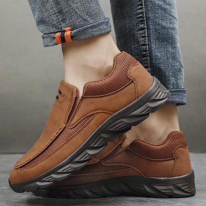 Men Leather Casual Shoes Breathable Loafers Men Sneakers 2024 New Male Comfortable Leather Flat Footwear Sneakers Men Shoes