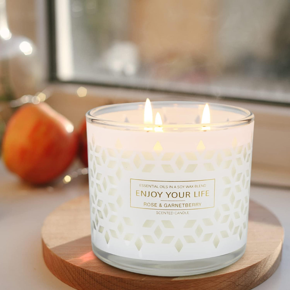Scented Jar Candles for Home,3 Wick Aromatherapy Large Candles,250 Hours 29 Oz Soy Wax Lavender Stress Relief Candles Mother&