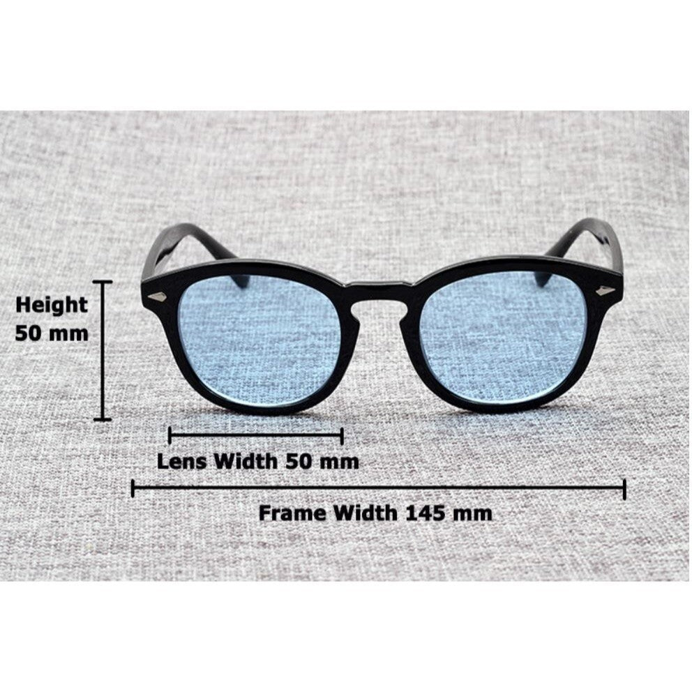 Blue Lens Sunglasses round Frame Retro Style Men&