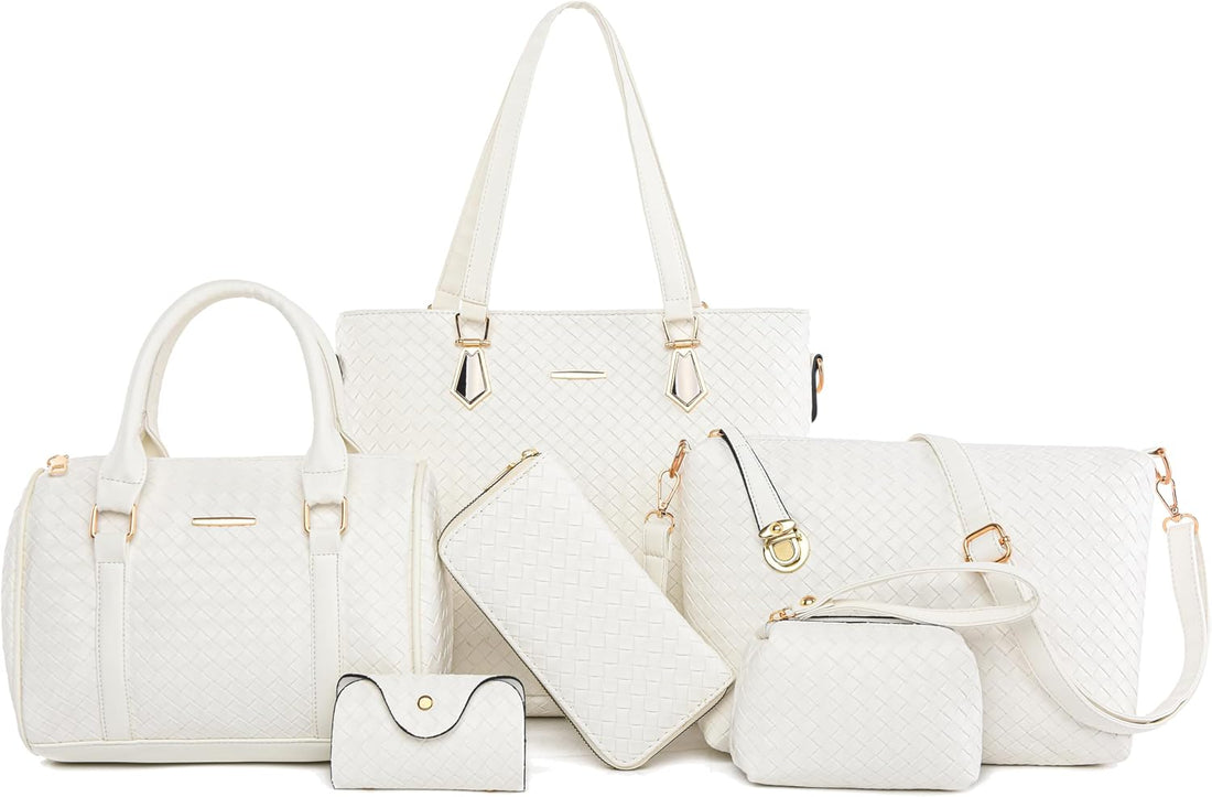 Purses and Handbags for Women Synthetic Leather Tote Crossbody Bags Satchel Purses Set 6Pcs
