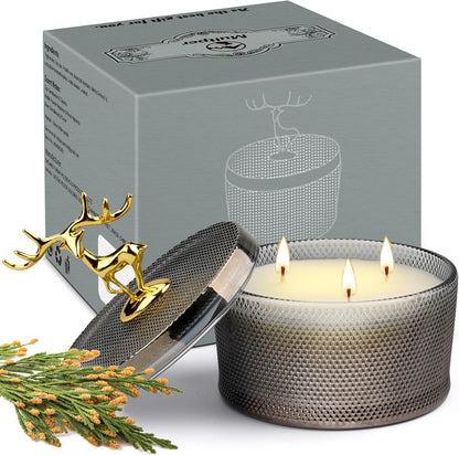 Scented Candles for Men Women, 10.58 Oz 3 Wick Natural Soy Wax Sandalwood Candle for Home Scented, Aromatherapy Candle for Women Men, 50 Hours Long Lasting Burn Time
