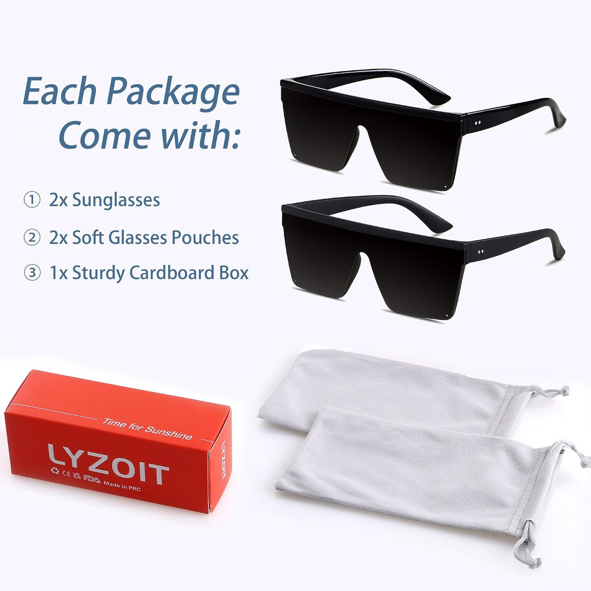 Square Oversized Sunglasses for Women Men Big Flat Top