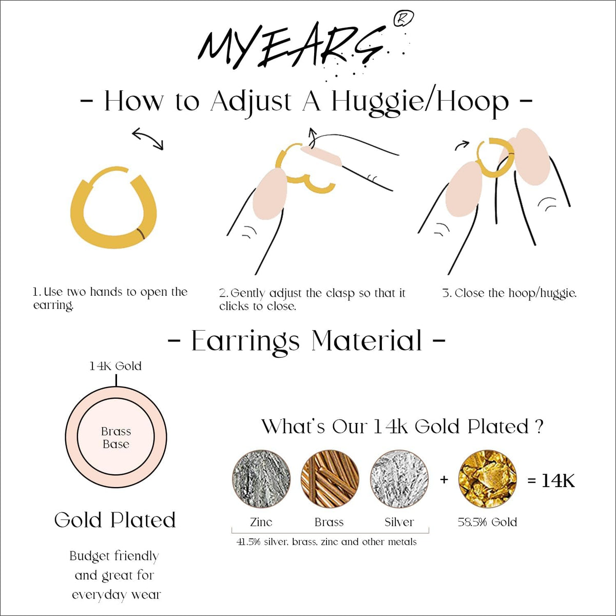Women Earrings Gold Huggie Hoop Dangle Drop 14K Gold Plated Small Simple Hypoallergenic Everyday Jewelry