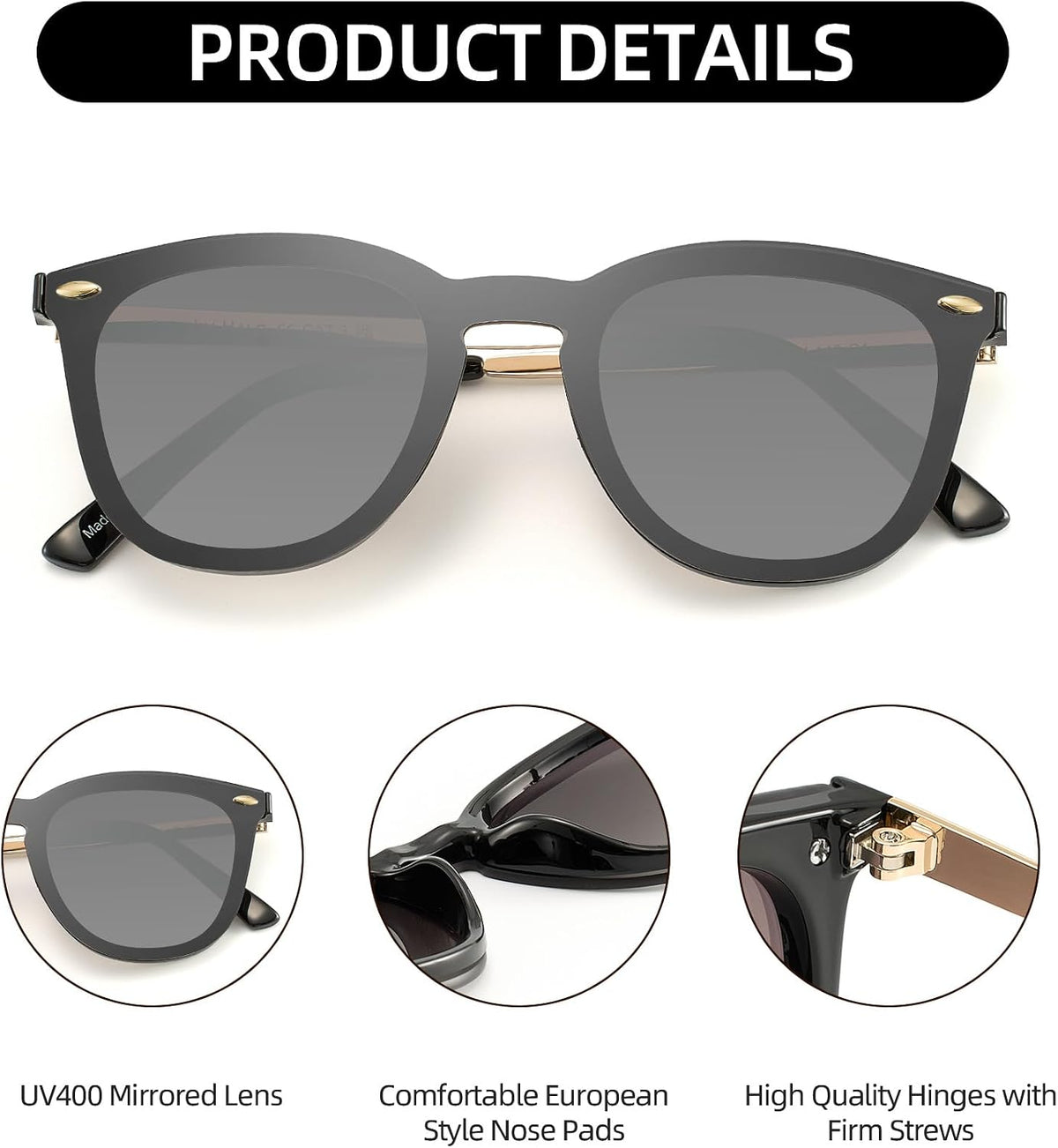 Rimless Mirrored Sunglasses for Men Women One Piece Reflective