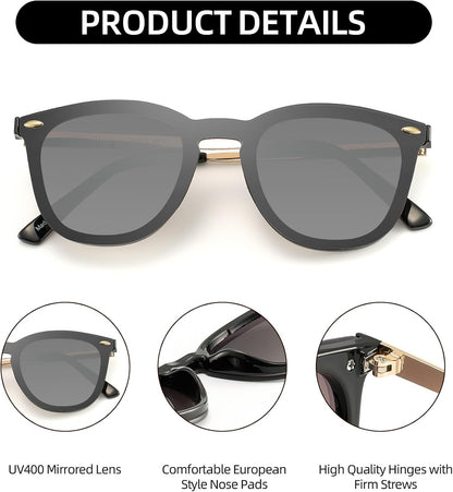 Rimless Mirrored Sunglasses for Men Women One Piece Reflective