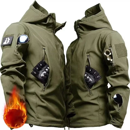 NEW Camo Fleece Warm Sets Winter Soft Shell Tactical Jacket Cargo Pant Outdoor Multi-Pocket Waterproof Hunting Suit