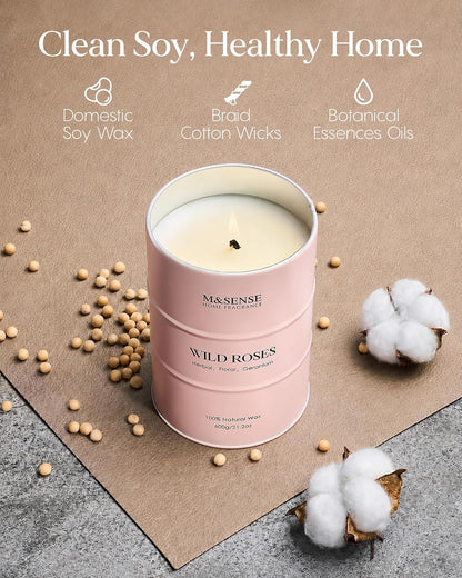 Wild Rose Scented Candle, Large, 21.2Oz,Natural Soy Wax