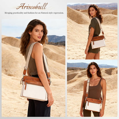 Genuine Leather Crossbody Bags for Women - Cute Small Crossbody Purse with Wide Strap for Travel, Work &amp; Daily