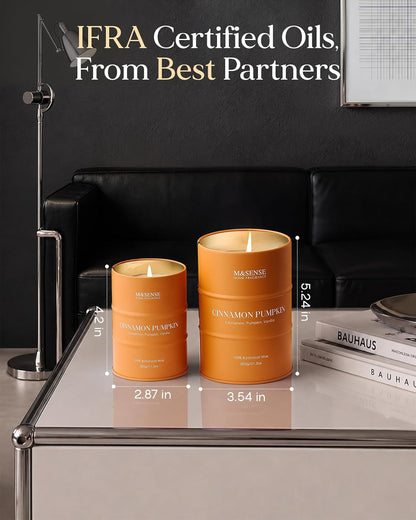 Cinnamon Pumpkin Scented Fall Candles, 11.3Oz,Natural Soy Wax