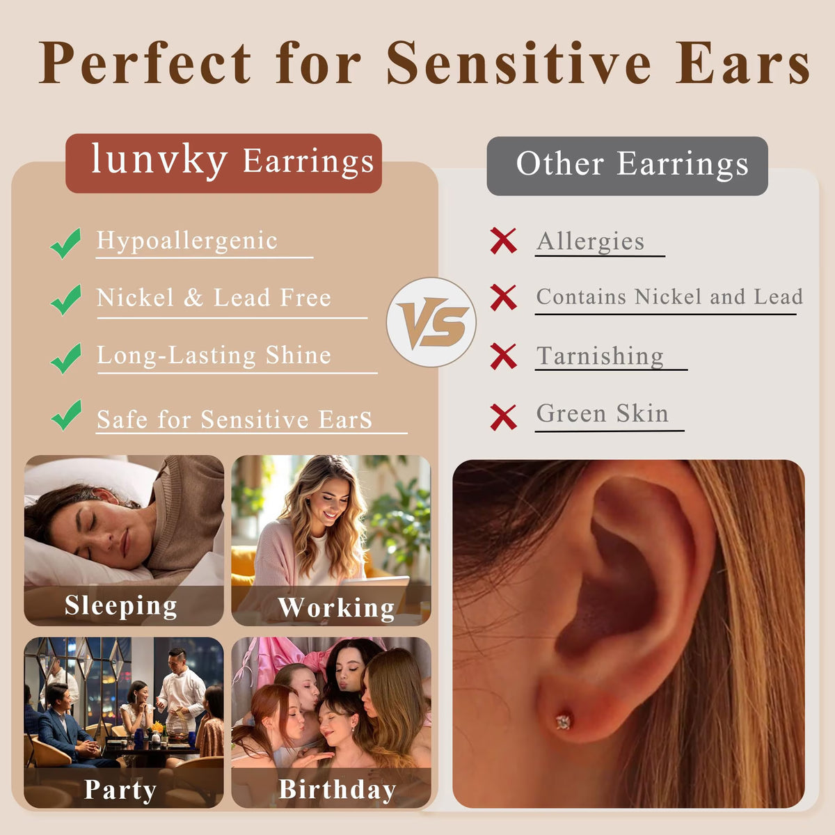 3 Pairs 18K Gold Plated Hoop Earrings for Women CZ Small Huggie Cartilage Hypoallergenic Earrings Set for Multiple Piercing Birthday Christmas Jewelry Gifts Teen Adult Stocking Stuffers