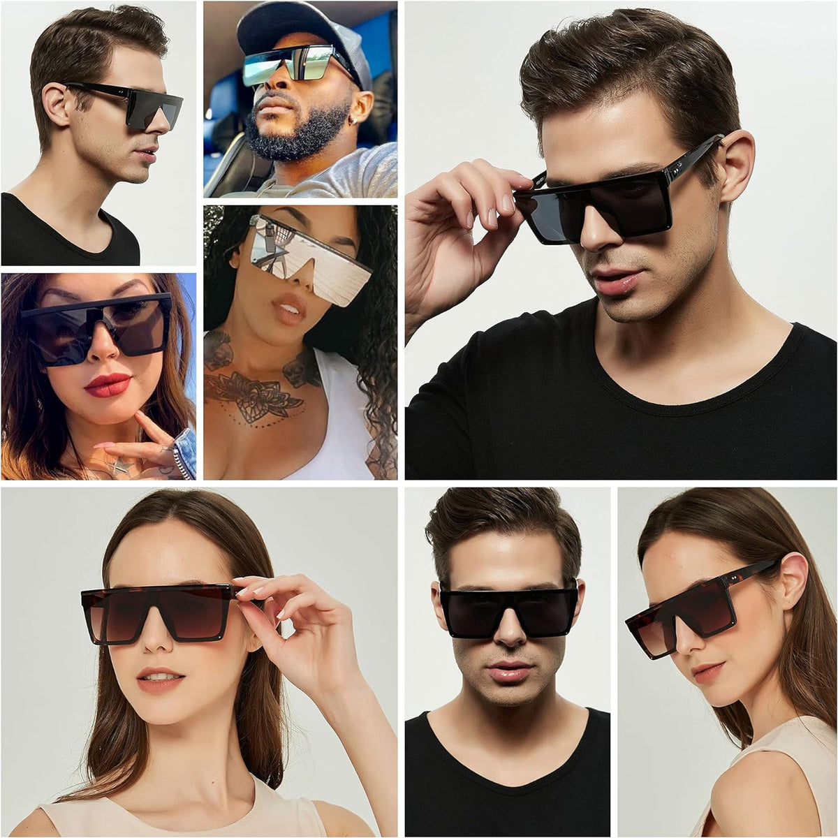 Square Oversized Sunglasses for Women Men Big Flat Top