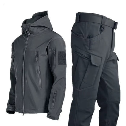 Winter Autumn Tactical Jackets Elastic Men Fleece Waterproof Suits Fishing Warm Hiking Camping Tracksuits Set Hood Coat S-5XL