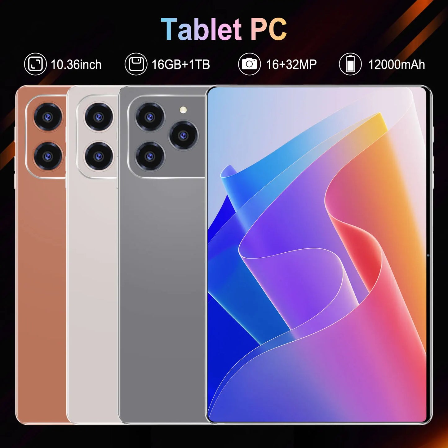 2026 Original 5G Pad 16GB Ram 1TB Rom 10.36inch 12000mAh Android13 Bluetooth 10core WIFI Office GPS HD Tablet with keyboard