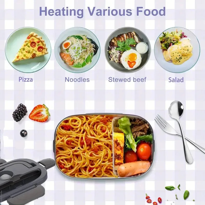 2 in 1 Electric Heating Lunch Box 1 5L For Car Home 220V 60W Portable Stainless Steel Food Container Bento Box