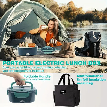 2 in 1 Electric Heating Lunch Box 1 5L For Car Home 220V 60W Portable Stainless Steel Food Container Bento Box