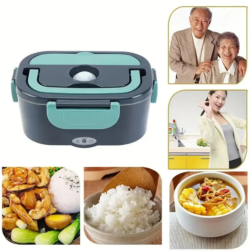 2 in 1 Electric Heating Lunch Box 1 5L For Car Home 220V 60W Portable Stainless Steel Food Container Bento Box