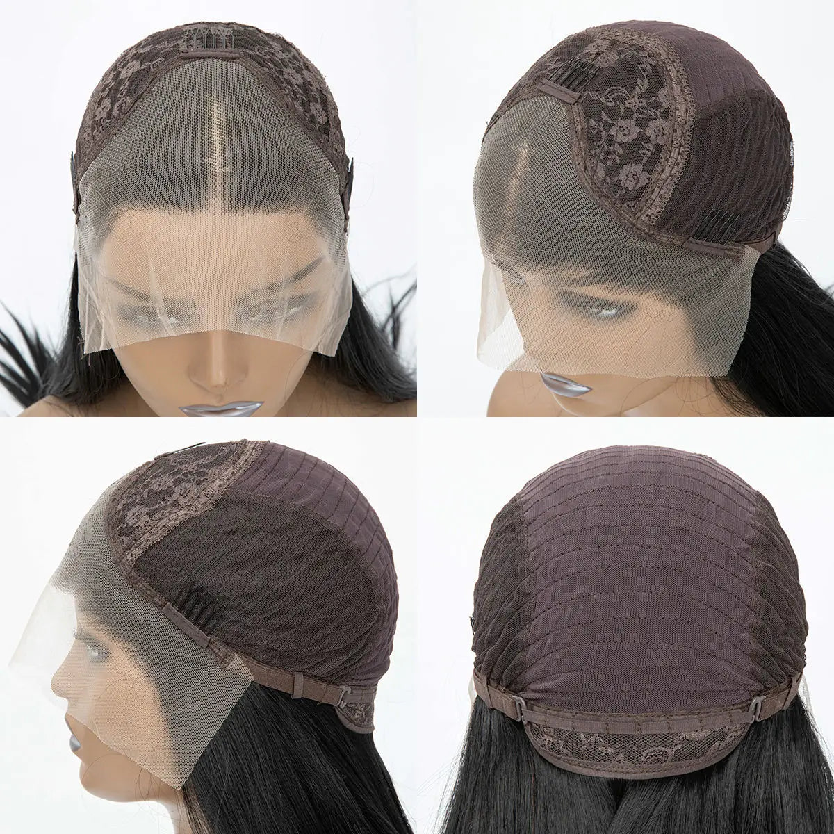 FX-HA07 Premium Blend Hair Wig Long Straight Black High Quality Invisible Transparent 13*4 Lace Frontal Wig Lace Front Wigs