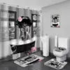 KOKGYM 4-Piece African American Shower Curtain Set Rugs 12 Hooks Paris Eiffel Tower Art Pattern Waterproof Polyester Casual