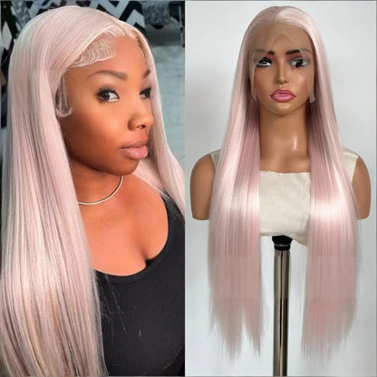 FX-HA07 Premium Blend Hair Wig Long Straight Black High Quality Invisible Transparent 13*4 Lace Frontal Wig Lace Front Wigs