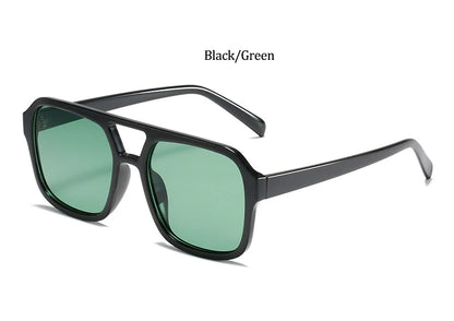 Retro Square Sunglasses Women Men 2025 New Trends Double Beam Yellow Big Sun Glasses Female Oversized Eyewear Shades UV400