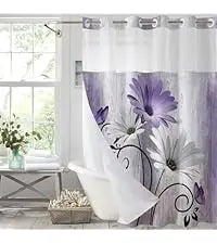 Hookless Shower Curtain Liner Set Teal Semi-Sheer Waterproof Washable 72x75 Inch Bathroom Decor