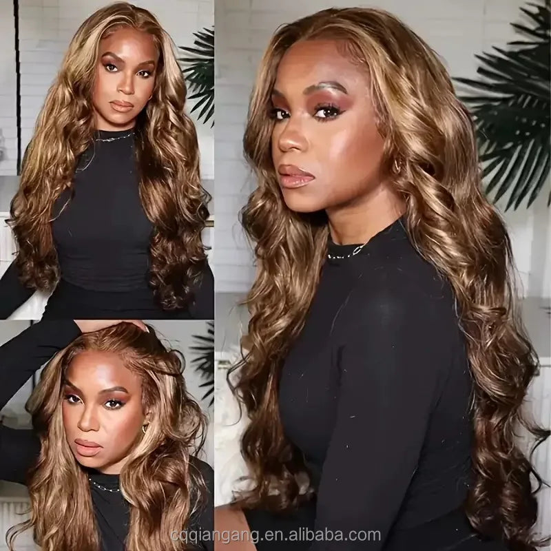 KEMY HAIR Synthetic Lace Front Wig13*4 Hd Heat Resistant Hair Highlight Blend Wig Loose Wave Pre Plucked Wigs for Black Women