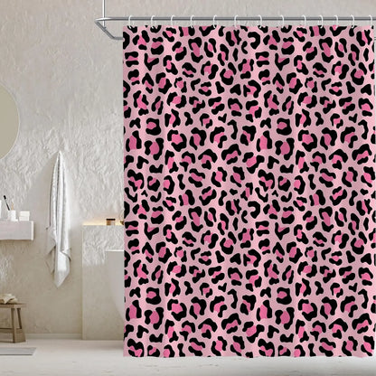 Brown Leopard Shower Curtain Cheetah Animal Print Blackout Polyester Machine Washable Hooks 72x72 Modern Bathroom Decor