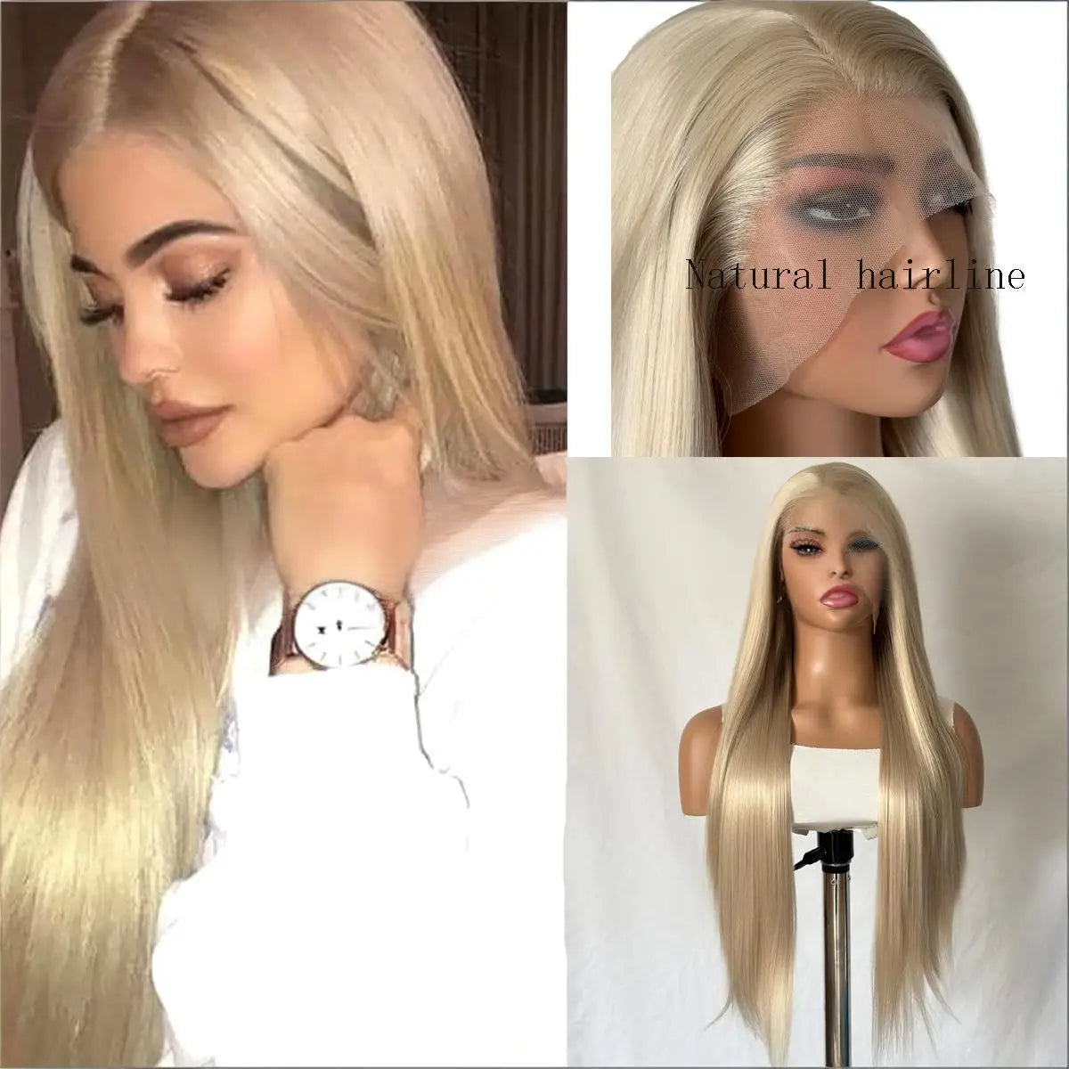 FX-HA07 Premium Blend Hair Wig Long Straight Black High Quality Invisible Transparent 13*4 Lace Frontal Wig Lace Front Wigs