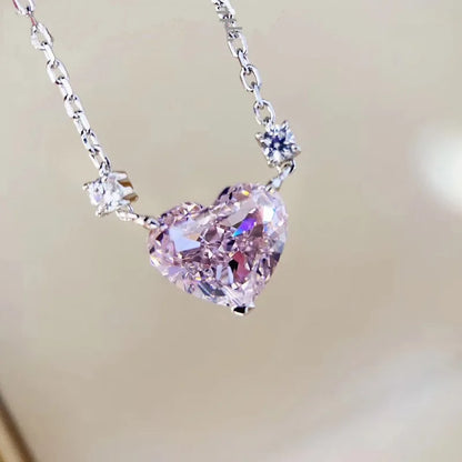 Shinning Heart cut Lab Diamond Pendant 100% Real 925 Sterling Silver Wedding Pendants Necklace For Women Bridal Choker Jewelry