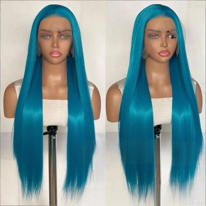 FX-HA07 Premium Blend Hair Wig Long Straight Black High Quality Invisible Transparent 13*4 Lace Frontal Wig Lace Front Wigs