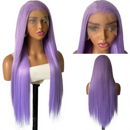 FX-HA07 Premium Blend Hair Wig Long Straight Black High Quality Invisible Transparent 13*4 Lace Frontal Wig Lace Front Wigs