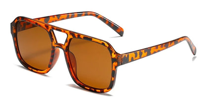 Retro Square Sunglasses Women Men 2025 New Trends Double Beam Yellow Big Sun Glasses Female Oversized Eyewear Shades UV400