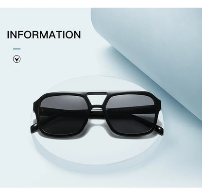 Retro Square Sunglasses Women Men 2025 New Trends Double Beam Yellow Big Sun Glasses Female Oversized Eyewear Shades UV400