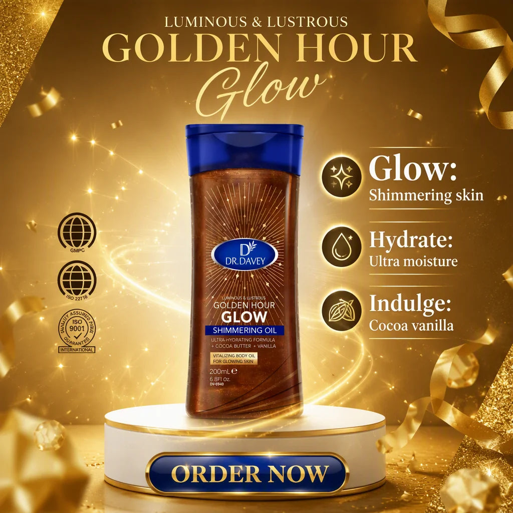 DR.DAVEY Golden Hour Glow Shimmering Body Oil Cocoa Butter Vanilla USA Warehouse Ready Stock 200ml+200ml One Set