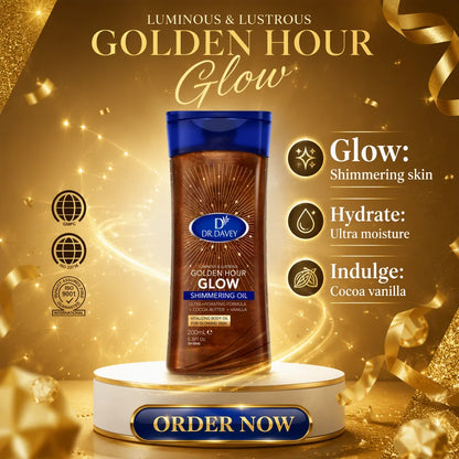DR.DAVEY Golden Hour Glow Shimmering Body Oil Cocoa Butter Vanilla USA Warehouse Ready Stock 200ml+200ml One Set