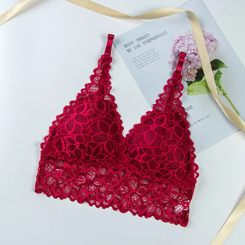 Seamless Lace Bra & Panty Sets Backless Ultrathin Bralette Sexy Padded Lingerie for Women Comfortable Intimates