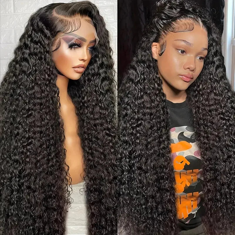Wholesale 13x4 HD Transparent Lace Frontal Wig Deep Water Wave Synthetic Wigs for Black Women Heat Resistant Brazilian Style