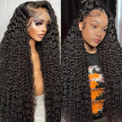 Wholesale 13x4 HD Transparent Lace Frontal Wig Deep Water Wave Synthetic Wigs for Black Women Heat Resistant Brazilian Style