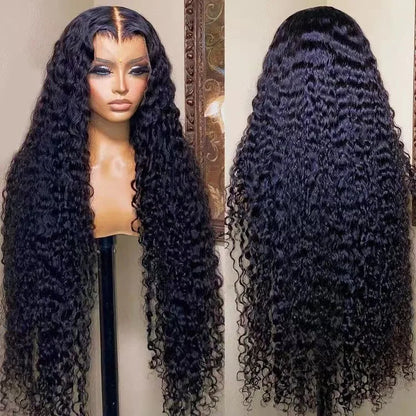 Wholesale 13x4 HD Transparent Lace Frontal Wig Deep Water Wave Synthetic Wigs for Black Women Heat Resistant Brazilian Style