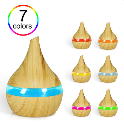 300ml Humidifier Electric Aroma Air Diffuser Wood Ultrasonic Air Humidifier Essential Oil Aromatherapy Cool Mist Maker For Home